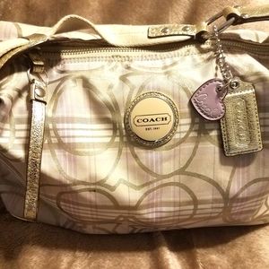 Coach Bag, medium size, with gold and lavender, makes a great gift.
